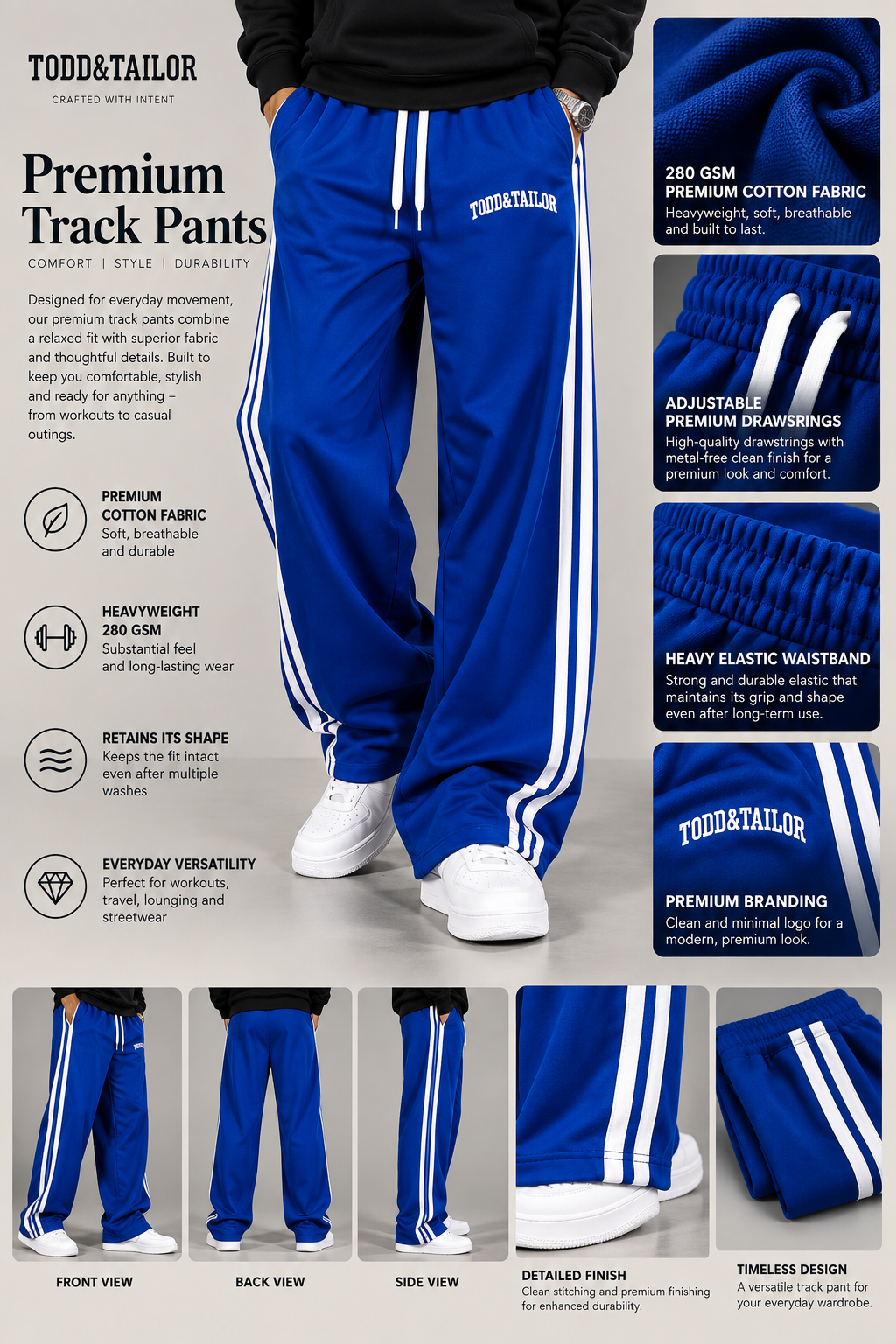 Premium Heavyweight Cotton Baggy Fit Streetwear Trackpants
